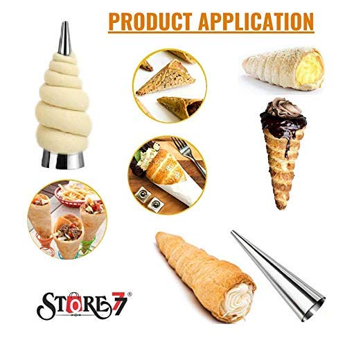STORE77 6 Pcs DIY NonStick Stainless Steel Baking Cones Set Spiral Horn Pastry Cream Roll TubesCake Cone MoldCannoli FormsCroissant Shell Metal Ice Cream RollFunnel ShapeKitchenParty - Image 3