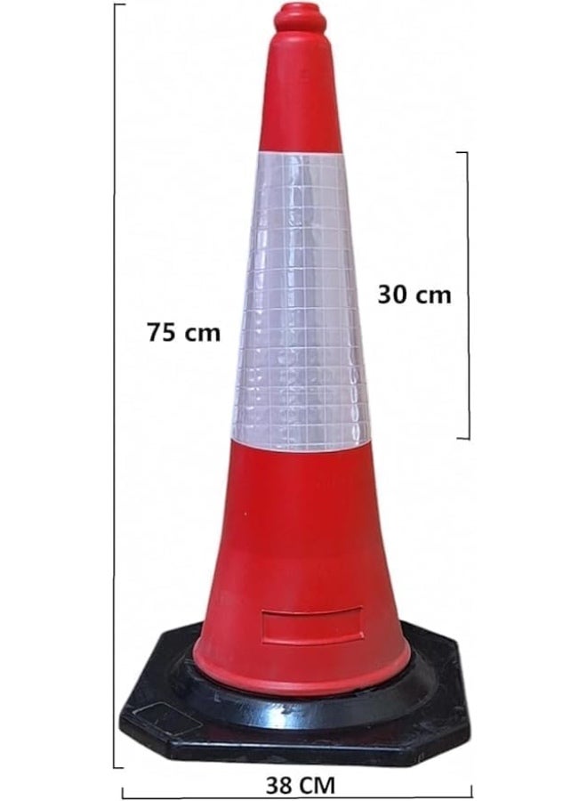 Xboat Traffic Safety Cone PPC with PE Base | 75 CM Road Safety Reflective Traffic Cone | High Visibility Red Traffic Cone | Portable Wind Resistant Traffic Cone with Black Baset - Image 2