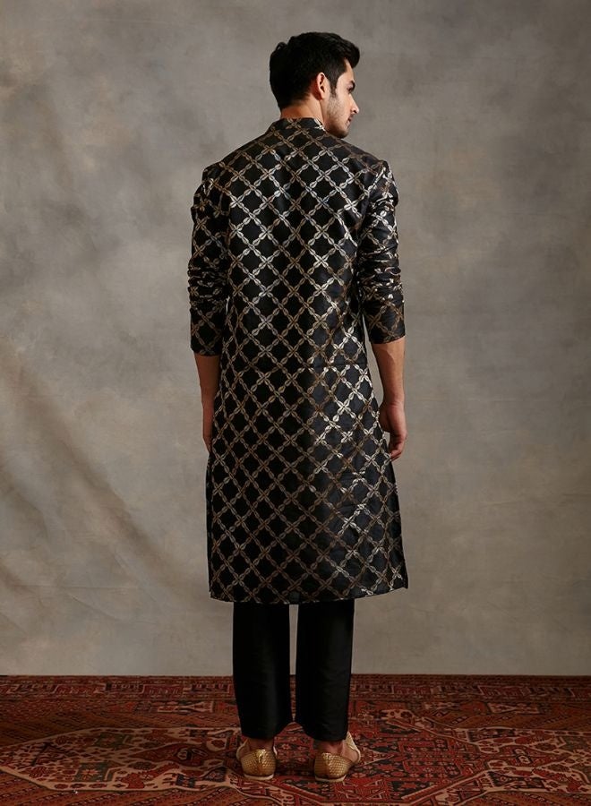 Abhishti Banarasi zari kurta Set - Metallic black  - Image 4