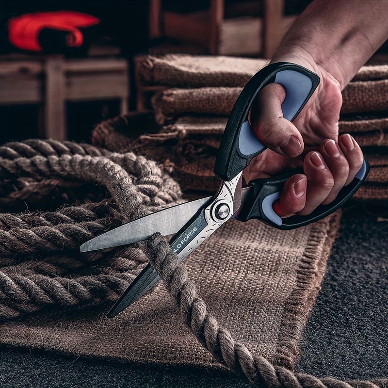 Blue Heavy Duty Titanium Coated Anti Rust Multipurpose Shears 10 Inches For Cutting Leather Rope Fabric Plastic Comfort Grip Household Stainless Steel Scissors Industrial - Image 2