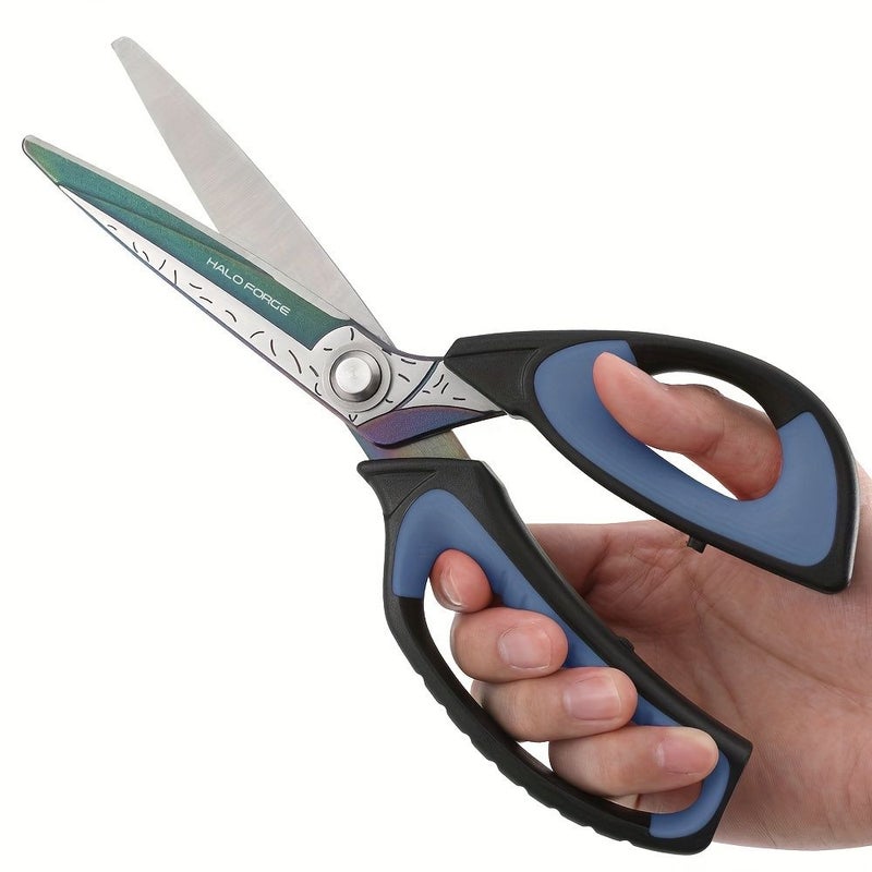 Blue Heavy Duty Titanium Coated Anti Rust Multipurpose Shears 10 Inches For Cutting Leather Rope Fabric Plastic Comfort Grip Household Stainless Steel Scissors Industrial - Image 4