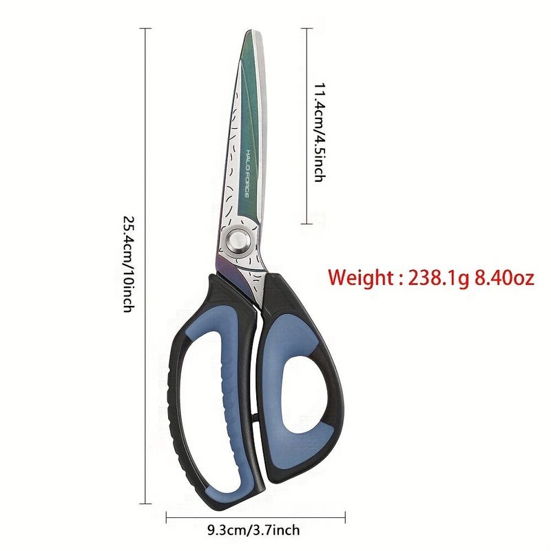 Blue Heavy Duty Titanium Coated Anti Rust Multipurpose Shears 10 Inches For Cutting Leather Rope Fabric Plastic Comfort Grip Household Stainless Steel Scissors Industrial - Image 3