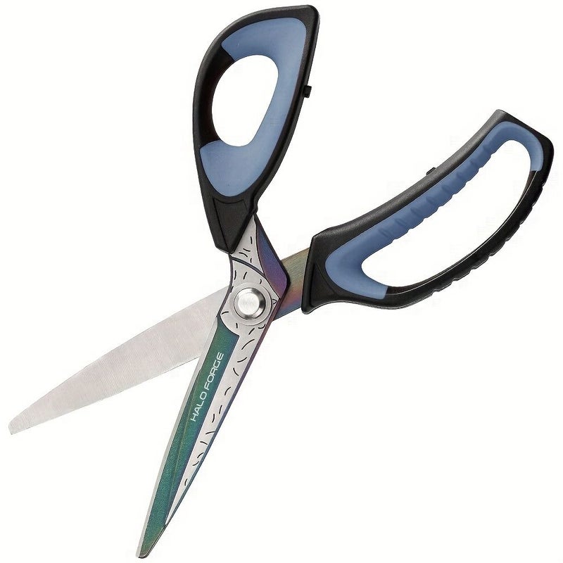 Blue Heavy Duty Titanium Coated Anti Rust Multipurpose Shears 10 Inches For Cutting Leather Rope Fabric Plastic Comfort Grip Household Stainless Steel Scissors Industrial - Image 5