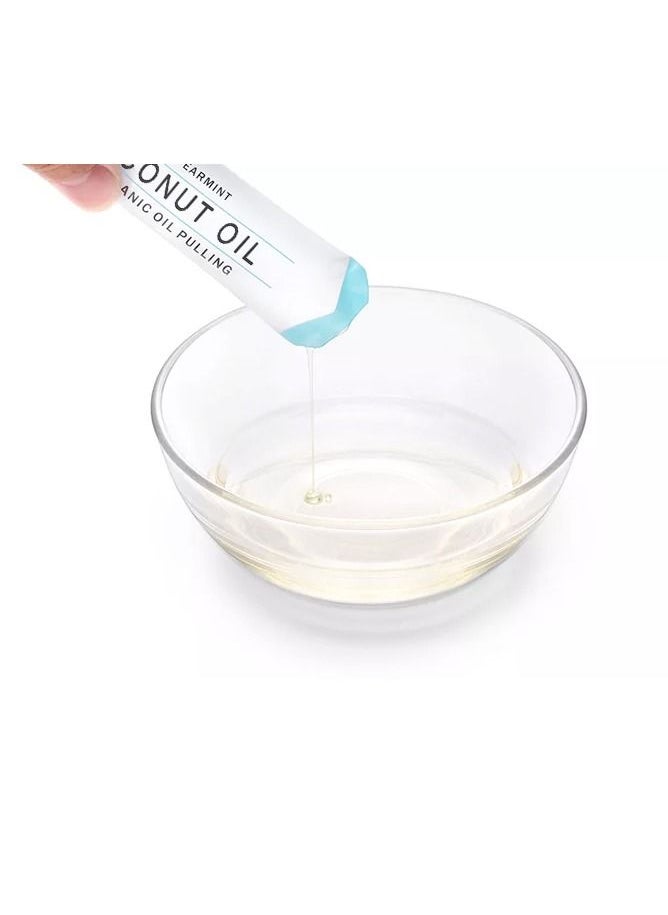 GlorySmile - 14 Pcs Coconut Oil Pulling Sachets with Coconut Oil and Mint for Oral Health Gums Bad Breath Remedy Natural Teeth Whitening Reduce Bad Smell Cavity and Gums Sensitivity Coconut Oil Sachets 10ml - Image 1