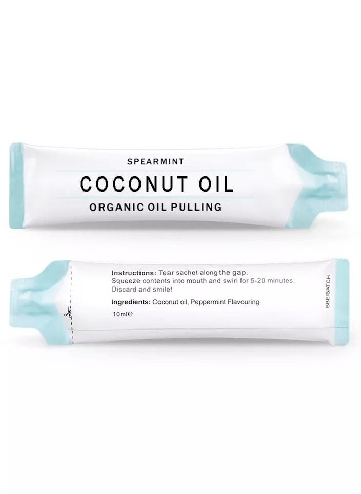 GlorySmile - 14 Pcs Coconut Oil Pulling Sachets with Coconut Oil and Mint for Oral Health Gums Bad Breath Remedy Natural Teeth Whitening Reduce Bad Smell Cavity and Gums Sensitivity Coconut Oil Sachets 10ml - Image 1