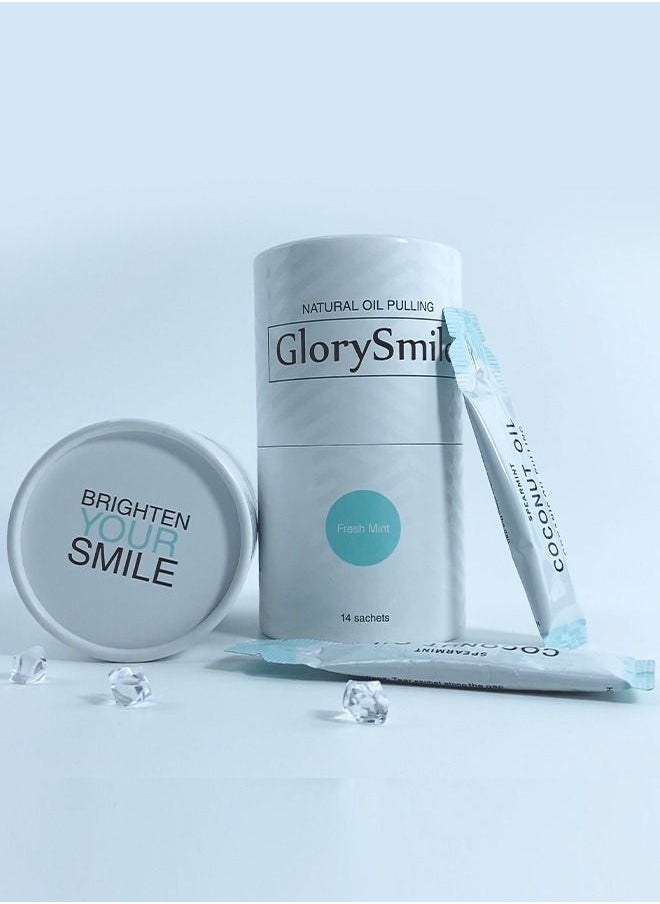 GlorySmile - 14 Pcs Coconut Oil Pulling Sachets with Coconut Oil and Mint for Oral Health Gums Bad Breath Remedy Natural Teeth Whitening Reduce Bad Smell Cavity and Gums Sensitivity Coconut Oil Sachets 10ml - Image 1