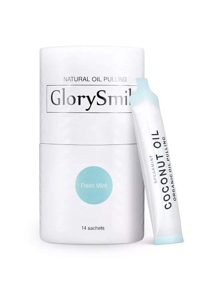 GlorySmile - 14 Pcs Coconut Oil Pulling Sachets with Coconut Oil and Mint for Oral Health Gums Bad Breath Remedy Natural Teeth Whitening Reduce Bad Smell Cavity and Gums Sensitivity Coconut Oil Sachets 10ml - Image 1