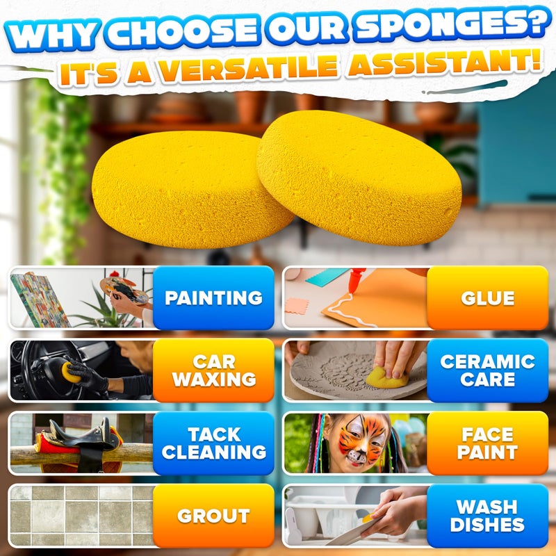 LIBERHAUS 12 Pcs Pottery Sponges for Clay â€“ 2.8"x1" Pottery Sponge for Painting, Car Waxing, Washing Dishes & Ceramic Care, Tack Sponges for Cleaning Leather â€“ Durable Texture for Efficient Sculpting & Cleanup - Image 5