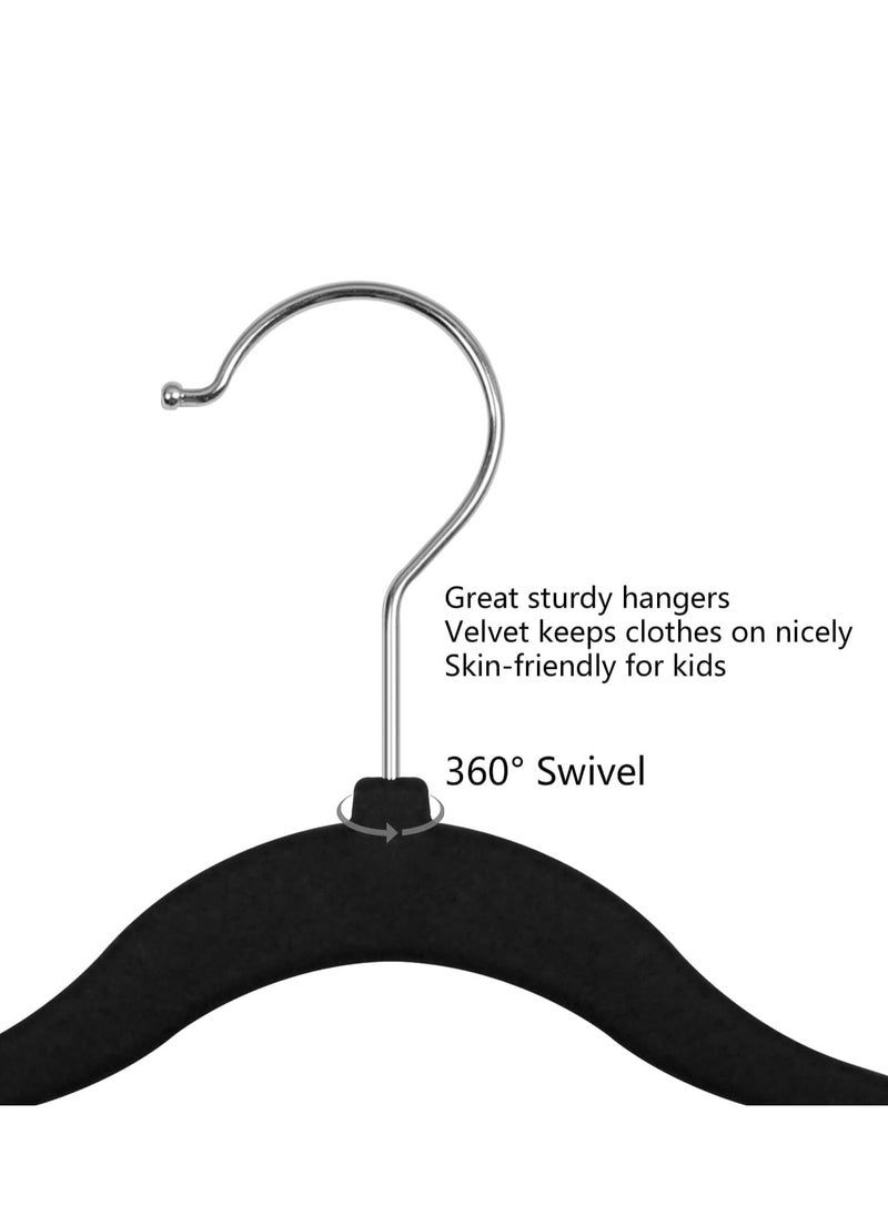 Rightsure Rightsure Baby Clothes Hangers, Kids Velvet Hangers, Baby Toddler Kids Hangers With Swivel 360 Hook, Notched Shoulder Design For Children Clothes, Sturdy&Durable Clothes Hangers (Black, 30pcs)  - Image 4