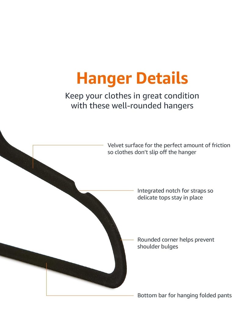 Rightsure Rightsure Baby Clothes Hangers, Kids Velvet Hangers, Baby Toddler Kids Hangers With Swivel 360 Hook, Notched Shoulder Design For Children Clothes, Sturdy&Durable Clothes Hangers (Black, 30pcs)  - Image 5