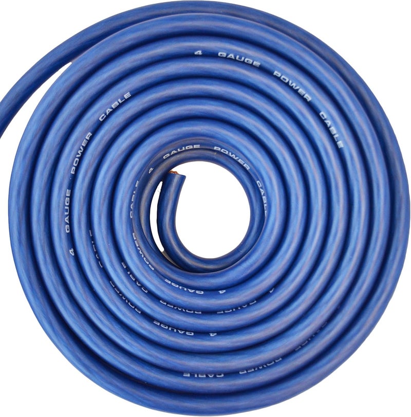 SoundBox Connected 4 Gauge Blue Amplifier Amp Power/Ground Wire 25 Feet Superflex Cable 25' - Image 1