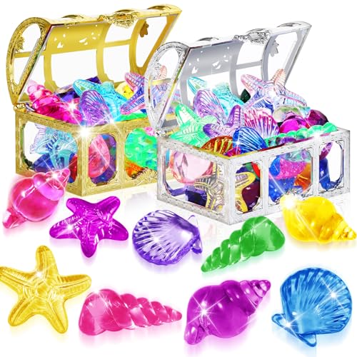 Duchong Pool Toys 36 Pcs Dive Gems for Kids 48812 Assorted Diving Colorful Diamond with 2 Treasure Boxes Summer Swim Beach Water Toys for Boys Girls - Image 1