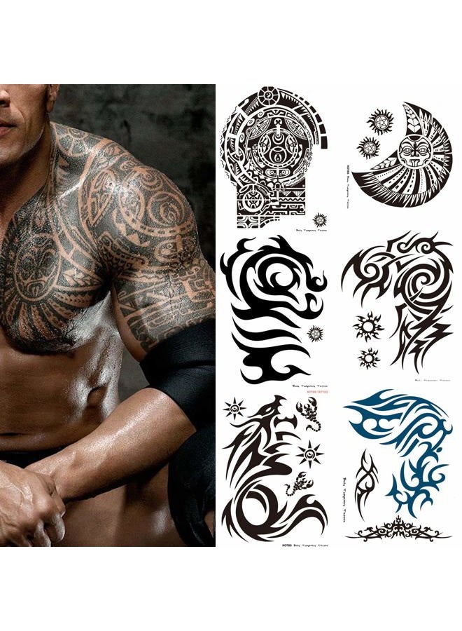 Kotbs 6 Sheets Extra Large Totem Temporary Tattoo Stickers, Waterproof Big Temporary Tattoos for Men Adults Guys Women Body Art Arm Shoulder Chest Make Up Fake Tattoos - Image 1