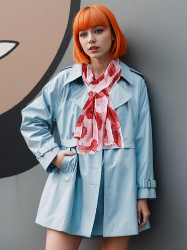 GERINLY Red Poppy Floral White Scarf for Women Oblong Shawl Wrap for Fall Travel Cotton Voile Beach Sarong - Image 3