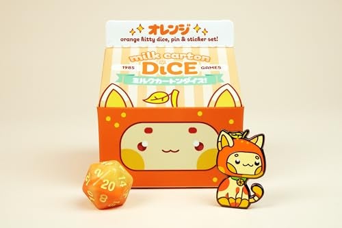 1985 Games Orange Kawaii Cat Dice Set Dungeons and Dragons Dice DND Tabletop Roleplaying - Image 5