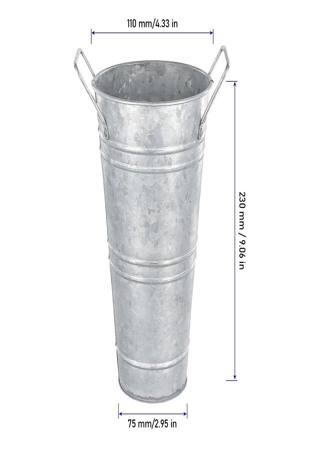 KINJOEK 8 PCS 9 Inch Galvanized Metal Flower Vases, Rustic Farmhouse French Flower Bucket Pots with Handle, Tall Galvanized Metal Vases for Centerpieces, Planter, Home Decor, Silver - Image 2