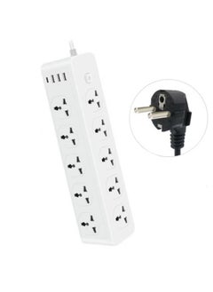 D15 2m 3000W 10 Plugs + PD + 3-USB Ports Vertical Socket With Switch, Specification: EU Plug