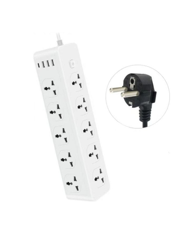 BURAQ - D15 2m 3000W 10 Plugs + PD + 3-USB Ports Vertical Socket With Switch, Specification: EU Plug - Image 1