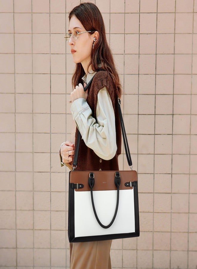 Keyli 3pc Sets Laptop Tote Bag for Women 15.6 Inch Work Bag Business Computer Briefcase Waterproof Leather Laptop Purses Casual Shoulder Handbag Messenger Bags for Travel Teacher Office Khaki - Image 3