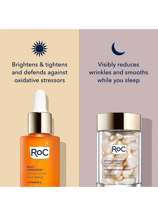 RoC - Multi Correxion Revive + Glow 10% Active Vitamin C Serum for Face, Daily Anti-Aging Wrinkle and Skin Tone Skin Care Treatment, Brightening Serum for Dark Spots, 1 Fluid Ounce - Image 1