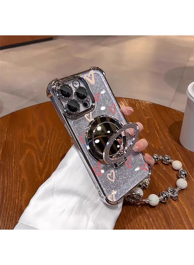 حافظة واقية شاشة كاملة بتأثير لامع فضي لهاتف iPhone 11 مع حامل مغناطيسي بتصميم مضاد للسقوط - Image 2