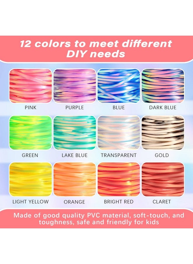 PP OPOUNT Laser Reflective Lanyard String, 12 Rolls Plastic Lacing Cord With 20 Key Chain Rings, 20 Snap Clips And 10 Lobster Clips, Gimp String Kit For Diy Bracelets, Key Chain And Lanyards  - Image 3