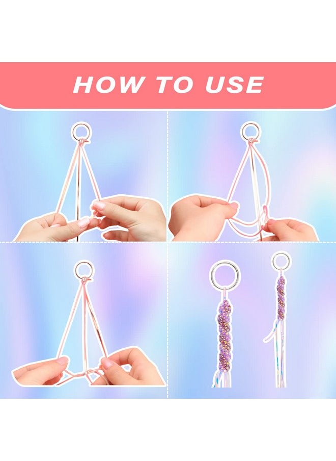 PP OPOUNT Laser Reflective Lanyard String, 12 Rolls Plastic Lacing Cord With 20 Key Chain Rings, 20 Snap Clips And 10 Lobster Clips, Gimp String Kit For Diy Bracelets, Key Chain And Lanyards  - Image 4