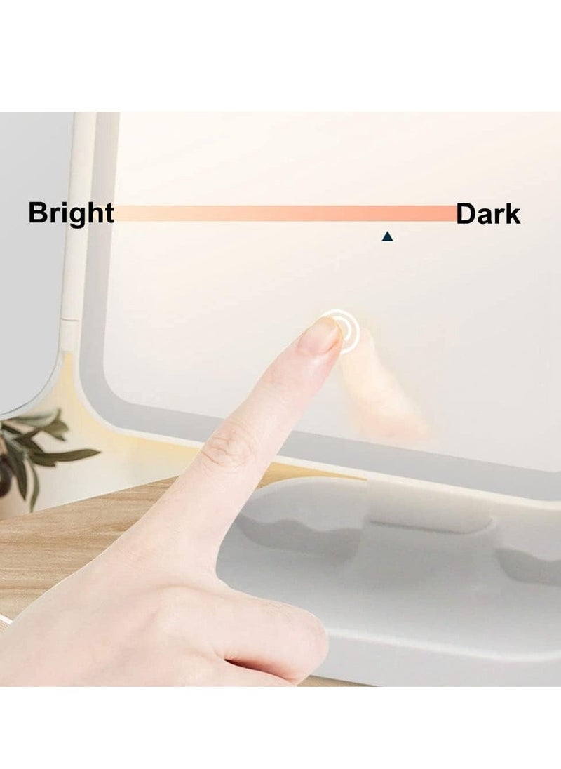 JAJEEK مرآة مكياج LED مع 3 أوضاع إضاءة ملونة – مرآة ثلاثية الطي مع 52 ضوء LED، تكبير 1x/2x/3x، تصميم تحكم باللمس، مرآة تجميل مضاءة عالية الدقة محمولة للجمال والعناية الشخصية - Image 2