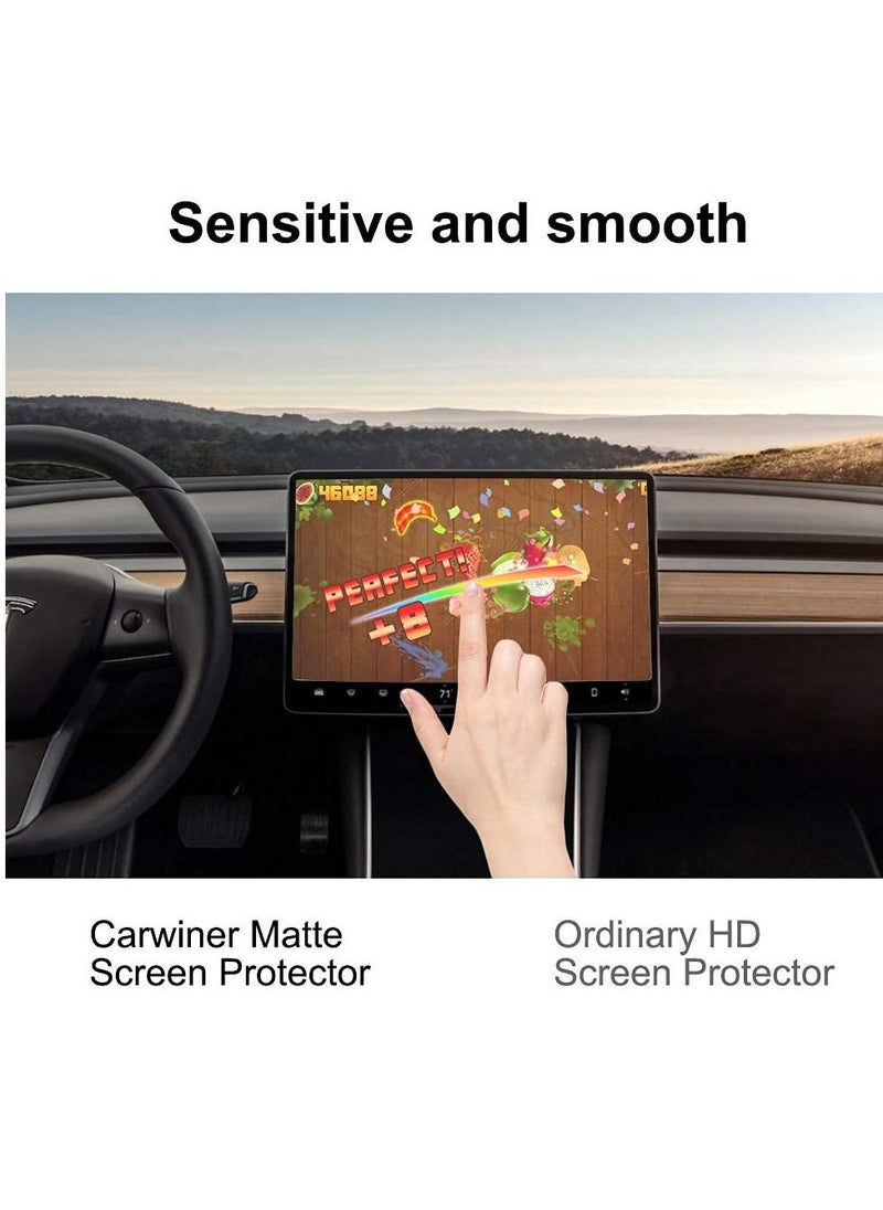 KASTWAVE واقي شاشة من الزجاج المقوى غير اللامع متوافق مع Tesla Model 3 / Model Y، شاشة تعمل باللمس للتحكم المركزي في نظام الملاحة بالسيارة، ملحقات من الزجاج المقوى مضادة للتوهج ومضادة لبصمات الأصابع  - Image 4