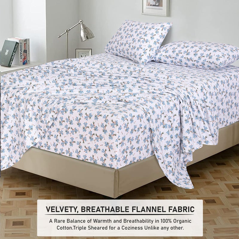 Ruvanti RUVANTI Flannel Sheets Full Size - 100% Cotton Double Brushed Bed Sheets Set  Deep Pockets 16 Inches  All Seasons Breathable & Extra Soft Full Sheets  Warm & Cozy  4 Piece  Cloud Nine  - Image 5