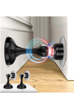 Generic Magnetic Door Stoppers 2 Pack, Stainless Steel Door Stops for Wall and Floor Mounting, Door Holder Keep Door Open, No Drilling Door Stop with 3D Adhesive Tapes, Black 