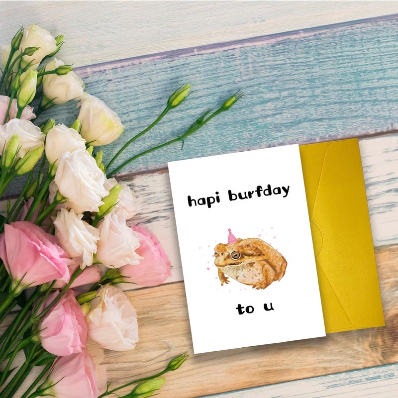 COLINHELIN Funny Grumpy Frog Birthday Card Gift for Women Men Son Daugher, Toad Frog Lover Birthday Greeting Card Gift for Husband Wife Boyfriend Girlfriend - Image 3