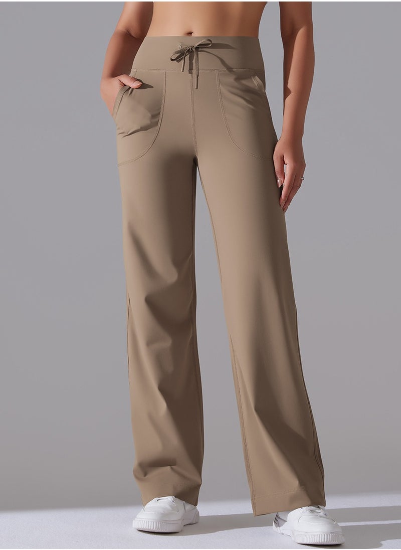 RedMapleTEK Nine Points Wide Leg High Waist Elastic Breathable Casual Pocket Jogging Pants for Running Fitness Yoga  - Image 4