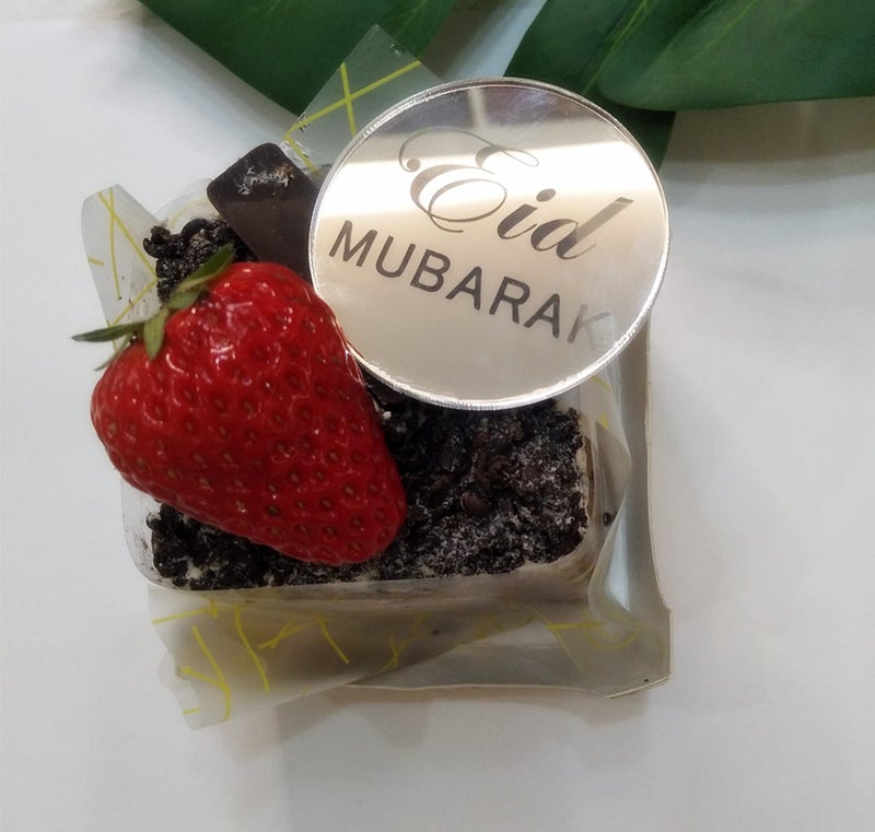 XIAOYUE 12PCS Eid Acrylic Silver Cupcake Toppers Eid Mubarak Acrylic Cake Charm Happy Eid Party Decor Acrylic Eid Festival Party Sign - Image 4