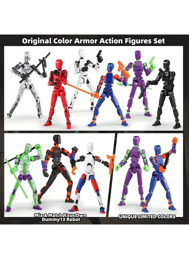 Orange 3D Printed Robotic Humanoid Toy Multi-Jointed Action Figure With Accessories Durable ABS Playful Design - Image 5