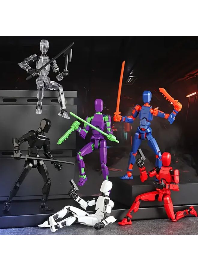 Orange 3D Printed Robotic Humanoid Toy Multi-Jointed Action Figure With Accessories Durable ABS Playful Design - Image 2