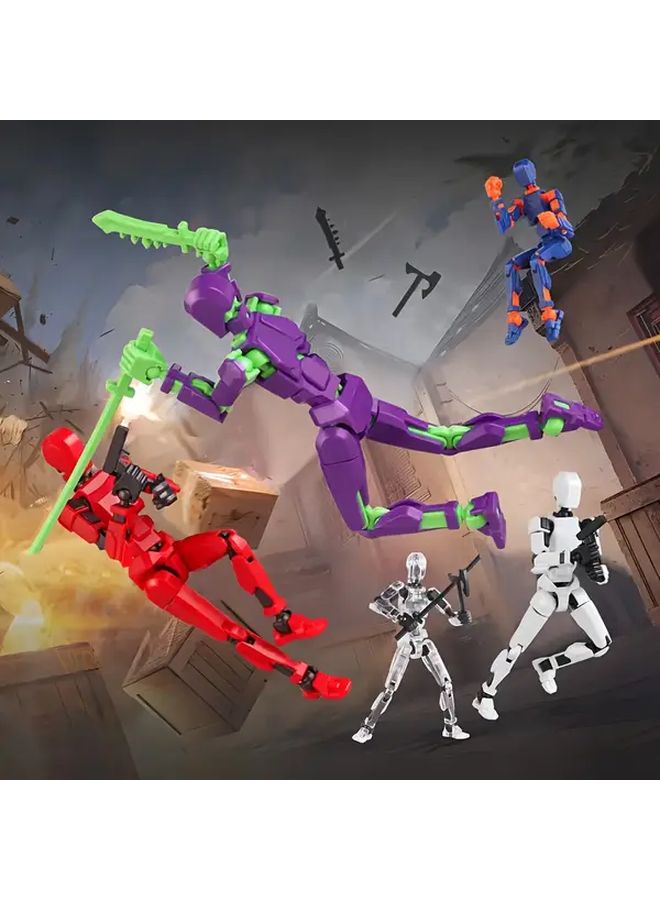 Orange 3D Printed Robotic Humanoid Toy Multi-Jointed Action Figure With Accessories Durable ABS Playful Design - Image 3
