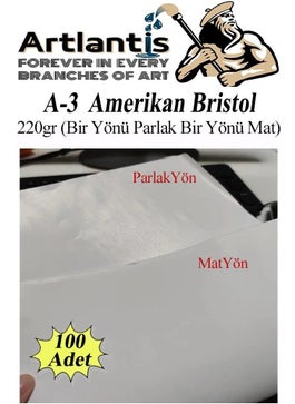 A3 American Bristol Cardboard 29 7 x 42 cm 100 Pieces 220 gr One Side Glossy and One Side Matte Paper Biristol Cardboard