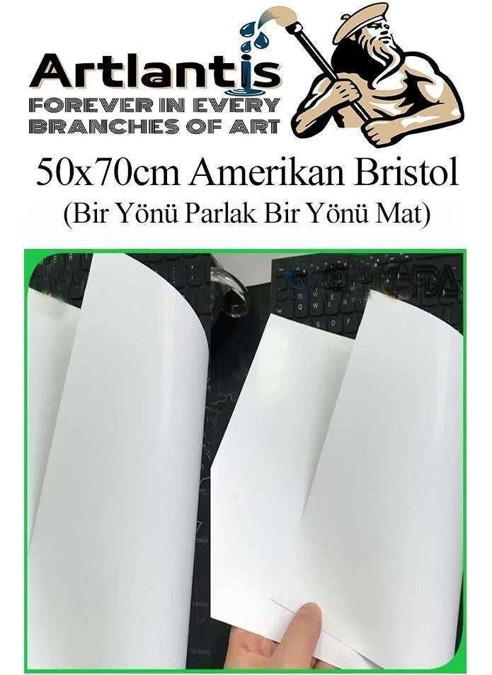 Artlantis - A3 American Bristol Cardboard 29 7 x 42 cm 100 Pieces 220 gr One Side Glossy and One Side Matte Paper Biristol Cardboard - Image 1
