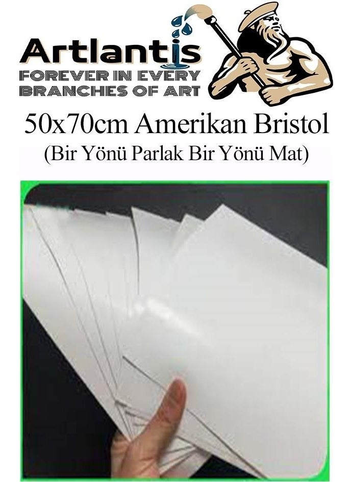 Artlantis - A3 American Bristol Cardboard 29 7 x 42 cm 100 Pieces 220 gr One Side Glossy and One Side Matte Paper Biristol Cardboard - Image 1