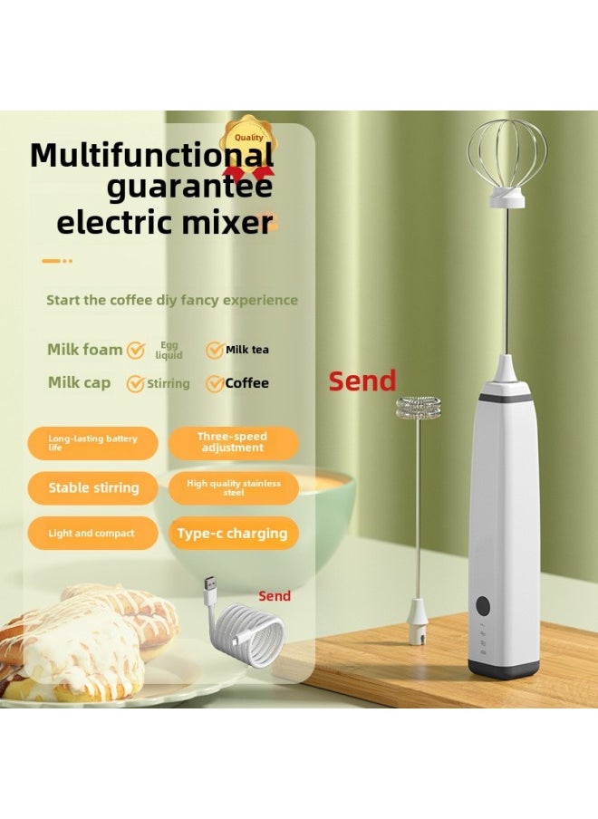 Generic Handheld Milk Frother Household Wireless Electric Milk Coffee Mixing Rod Baking Egg White Frother-Color:06 Milk Frother ]  - Image 1