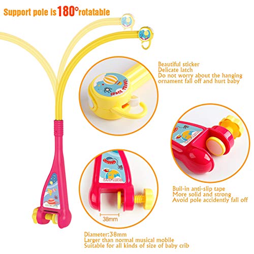 Mini Tudou Musical Baby Crib Mobile Toy with Lights and Music, Star Projector Function and Cartoon Rattles, Remote Control Musical Box with 108 Melodies, Toy for Newborn Sleep - Image 4