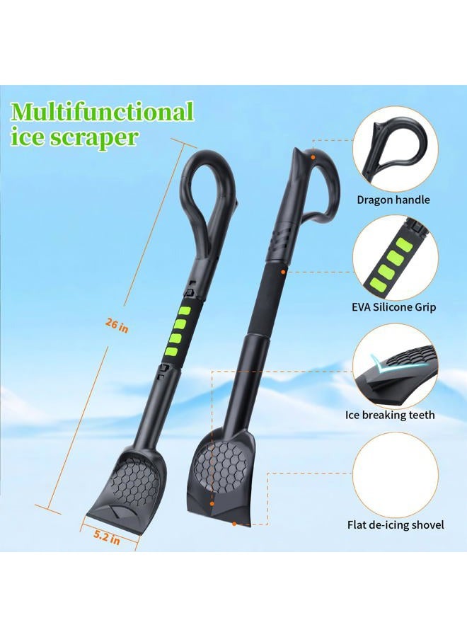 Nibule 3-in-1 Ice Scraper for Car Windshield,25.8 inch Emergency Snow Shovel with 5.2inch Shovel Blade,Detachable Snow Scrapers with Ergonomic Soft Foam Grip for Cars, Trucks, SUVs, Vehicle(Green) - Image 3