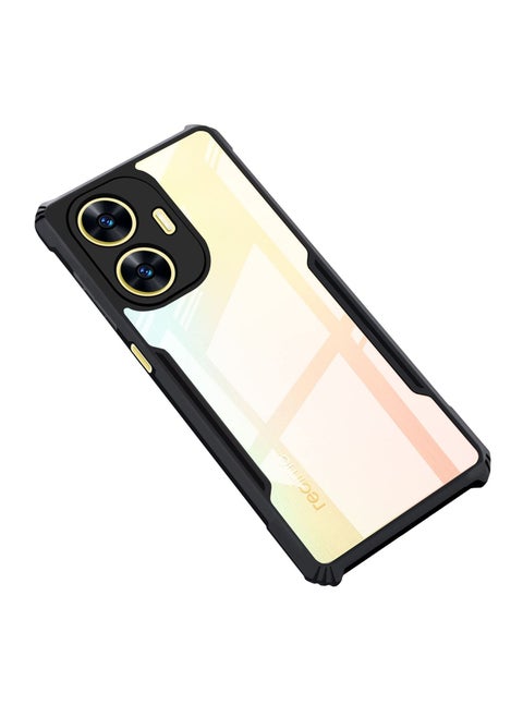 Case Cover For realme C55 4G Black Mobile Phone , Ultra-Thin Lightweight Cover Soft TPU Bumper + Acrylic Clear Back Case Cover.