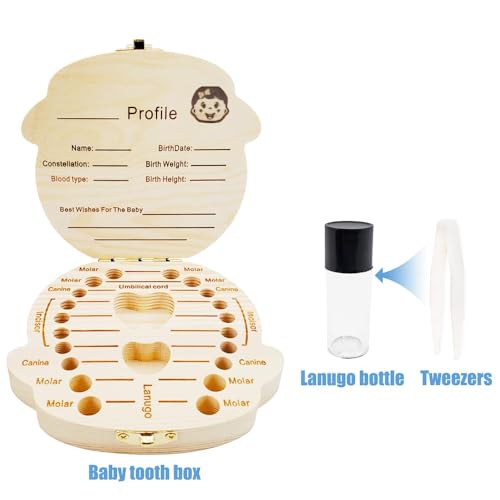PAMBO Baby Tooth Box Keepsake for Girls,Wooden Tooth Storage And Saver Box for Lost Teeth Children,Newborn Baby Birthday And Shower Gift - Image 5