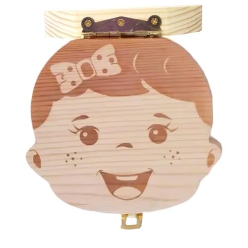 PAMBO Baby Tooth Box Keepsake for Girls,Wooden Tooth Storage And Saver Box for Lost Teeth Children,Newborn Baby Birthday And Shower Gift - Image 2
