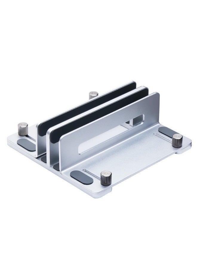Aluminum Laptop Stand Vertical Holder Adjustable Width Desktop Organizer Compatible with Laptops Tablets Mini PC(Grey) - Image 1