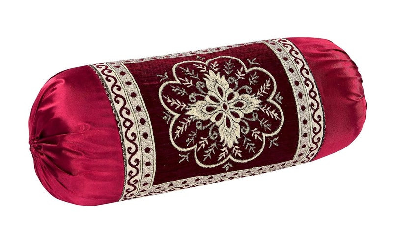 HSR Collection مجموعة HSR من غطاء وسادة بولستر من قماش الفيلفيت الشينيلي 2 قطعة 32x16 بوصة مارون - Image 2