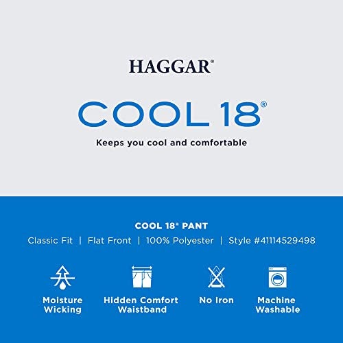Haggar mens Cool 18 Stria Hidden Expandable Waistband Plain Front dress pants, British Khaki, 42W x 32L US - Image 5