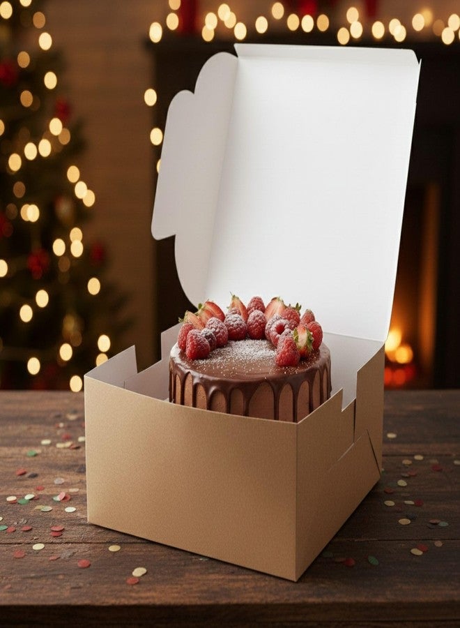 Intactmedia Kraft Cake Box with Window - 360gsm Sturdy Brown Bakery Box for Cakes - Auto-Popup Pastry Box for Donuts, Cookies & Party Favors -One KG Pack of 5 - Image 5